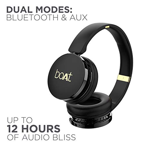 boAt Rockerz 370 Bluetooth Wireless On Ear Headphone with Mic (Buoyant Black) image 1