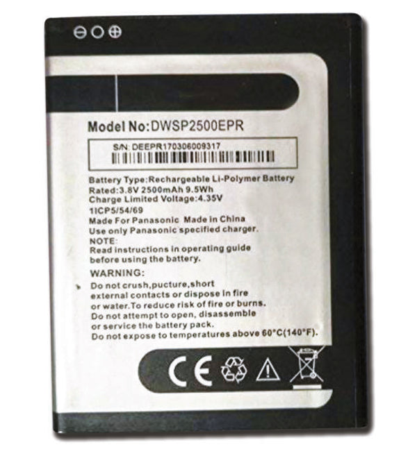 Original Compatible Battery For Panasonic Eluga Prime / DWSP2500EPR2500mAh Genuine Battery image 0