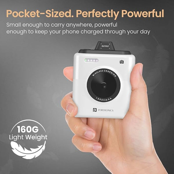 Portronics Moji 10K Smallest Wireless 10000Mah Fast Charging Power Bank with Detachable USB Type-C Cable, Strong Magnet, 20W Wired Output, for iPhone 12 & Above, Android & All Qi Enabled Devices image 4