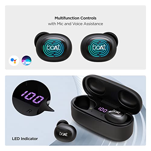 boAt Airdopes 121v2 True Wireless Earbuds with Upto 14 Hours Playback, Lightweight Earbuds, 8MM Drivers, LED Indicators and Multifunction Controls(Active Black) image 5