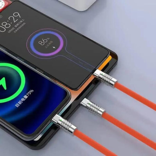 120W 3A Super Fast Charger - 3-in-1 Zinc Alloy Charger Cable with Type C, Liquid Silicone, and Micro USB - Ultimate Charging Solution image 5