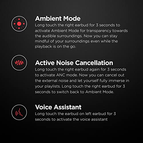 boAt Airdopes 500 ANC True Wireless Earbuds with 35dB Hybrid ANC, in-Ear Detection, Beast™ Mode for Gaming, Quad Mics with ENx™ Tech, Upto 28 Hrs Playback, ASAP™ Charge, Ambient Mode(Rich Black) image 7