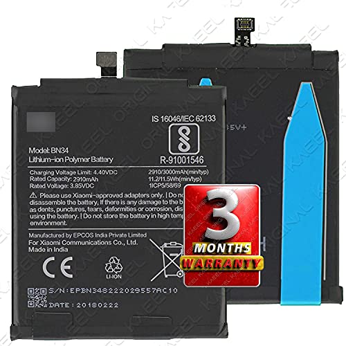 ORIGINAL 3000mAh Mobile Battery (BN34) for Xiaomi Redmi 5A MCI3B with 3 Months Warranty. image 0