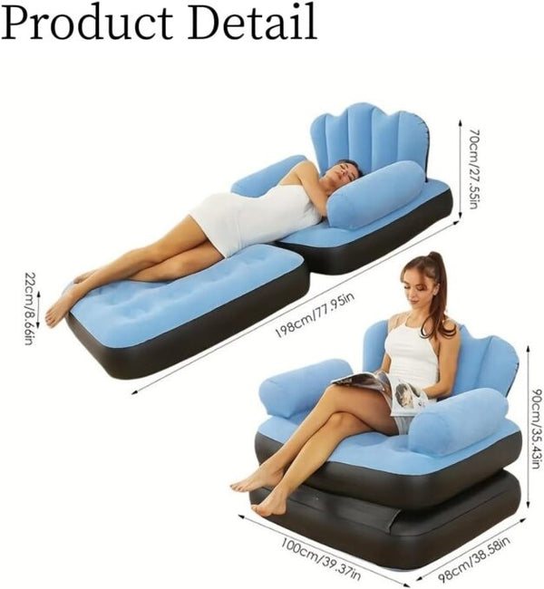 Inflatable Chair,Portable 5 In 1 Inflatable Double Layer Sofa, Unfolding Can Serve As a Bed, Carrying Capacity Of 200kg,Durable and Wear-resistant, Suitable for Indoor and Outdoor Cam image 2