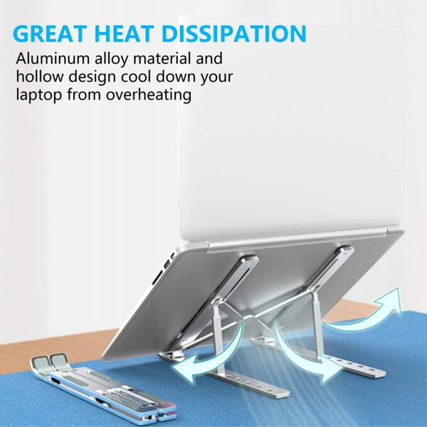 Portable Laptop Stand, Aluminum Adjustable Eye-Level Ergonomic Height Compatible for MacBook Notebook Computer PC iPad Tablet, Ultra-Thin Light Weight Desktop Notebook Holder Riser I Silver- Pack Of 1 | image 3