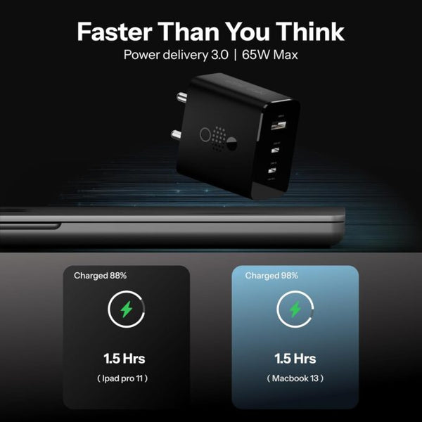 65W CMF for Nothing Gan Trio Charger Adapter | 3 Port USB Type C to A Fast Wall Charging Adaptor Compatible with CMF Phone 1/Nothing Phone 2a Plus/2A/Phone 2/Samsung Galaxy S24 Ultra image 5
