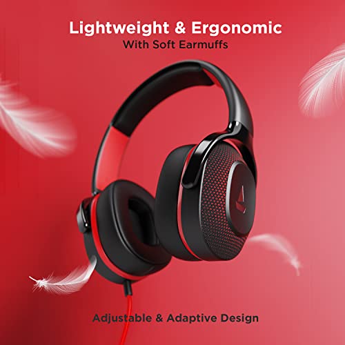 boAt BassHeads 950v2 Wired Over Ear Headphones with Mic, with 40mm Audio Drivers, Soft Ear-Cushion, Lightweight Build, 3.5mm Jack and with mic(Raging Black) image 2