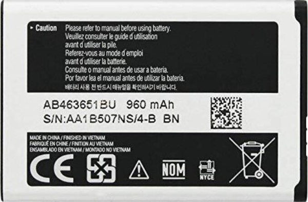 Original Compatible Battery For Samsung S3650 / S3370 / S7070 / L700 / F400 / AB463651BU800mAh Genuine Battery image 0