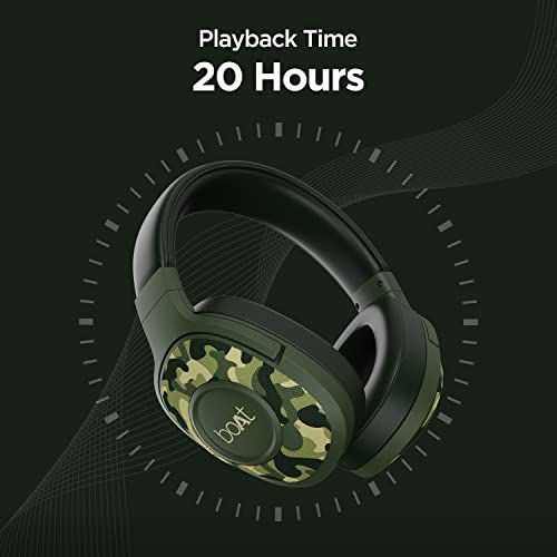boAt Rockerz 550 Over Ear Bluetooth Headphones with Upto 20 Hours Playback, 50MM Drivers, Soft Padded Ear Cushions and Physical Noise Isolation(Army Green) image 2