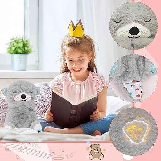 Baby Sound Light Bear Soothe Breathing, Sensory Details Music Lights Rhythmic Breathing Motion Musical for Children to Relax and Sleep Baby Toy Plush Best Gift for Kids image 7