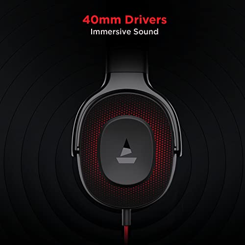 boAt BassHeads 950v2 Wired Over Ear Headphones with Mic, with 40mm Audio Drivers, Soft Ear-Cushion, Lightweight Build, 3.5mm Jack and with mic(Raging Black) image 1