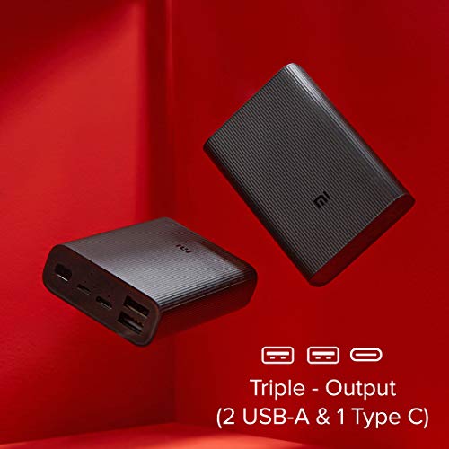 MI 10000mAh Lithium Ion, Lithium Polymer Power Bank Pocket Pro with 22.5 Watt Fast Charging, Dual Input Ports(Micro-USB and Type C), Triple Output Ports, (Black) image 2