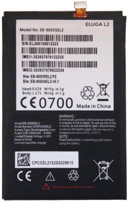 Original Compatible Battery For Panasonic Eluga L22500mAh Genuine Battery image 0