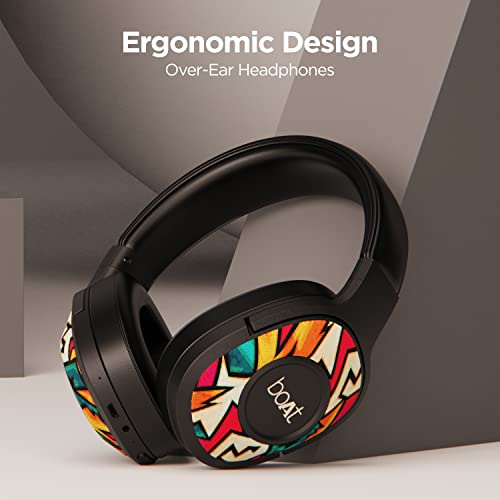 boAt Rockerz 550 Over Ear Bluetooth Headphones with Upto 20 Hours Playback, 50MM Drivers, Soft Padded Ear Cushions and Physical Noise Isolation(Black Symphony) image 4