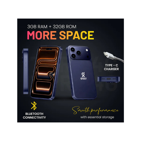 Goly 17 Pro 4GB RAM + 64GB ROM | 16MP Rear + 8MP Front Camera Type-C | Dual SIM Smartphone - Blue image
