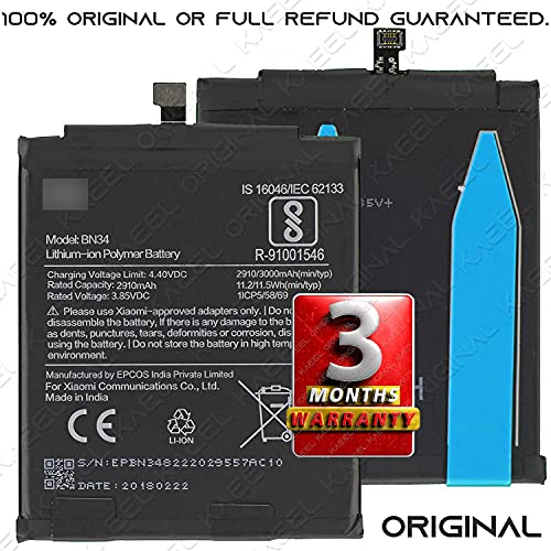 ORIGINAL 3000mAh Mobile Battery (BN34) for Xiaomi Redmi 5A MCI3B with 3 Months Warranty. image 1