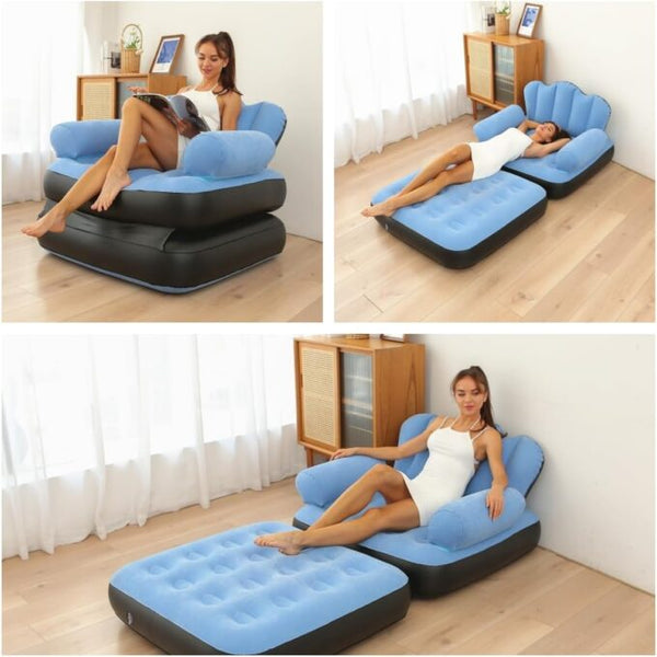 Inflatable Chair,Portable 5 In 1 Inflatable Double Layer Sofa, Unfolding Can Serve As a Bed, Carrying Capacity Of 200kg,Durable and Wear-resistant, Suitable for Indoor and Outdoor Cam image 6