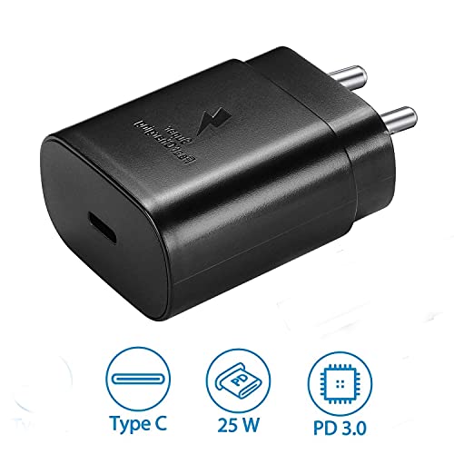 Samsung Original 25W USB Travel Type C Adapter for Cellular Phones, Black image 1