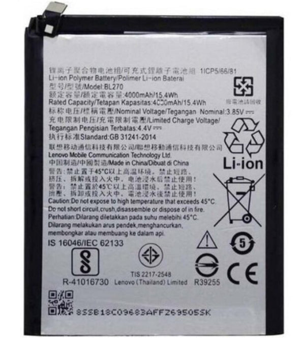 Original Compatible Battery For Lenovo Vibe K6 Note / BL2704000mAh Genuine Battery image 0