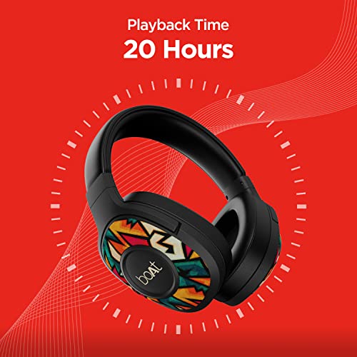 boAt Rockerz 550 Over Ear Bluetooth Headphones with Upto 20 Hours Playback, 50MM Drivers, Soft Padded Ear Cushions and Physical Noise Isolation(Black Symphony) image 2