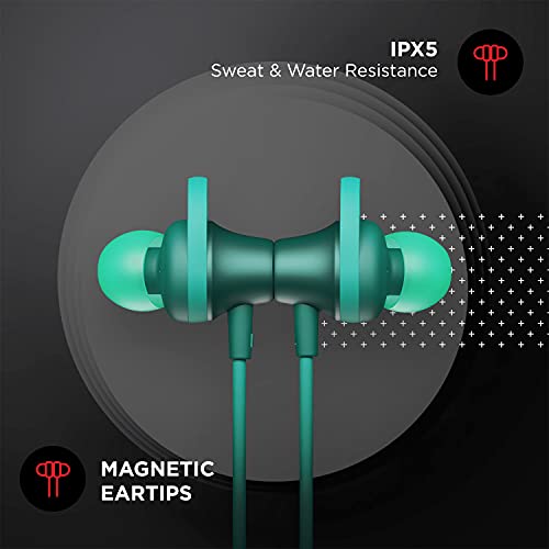 boAt Rockerz 245v2 in Ear Bluetooth Neckband with Upto 8 Hours Playback, 12mm Drivers, IPX5, Magnetic Eartips, Integrated Controls and Lightweight Design(Teal Green) image 3