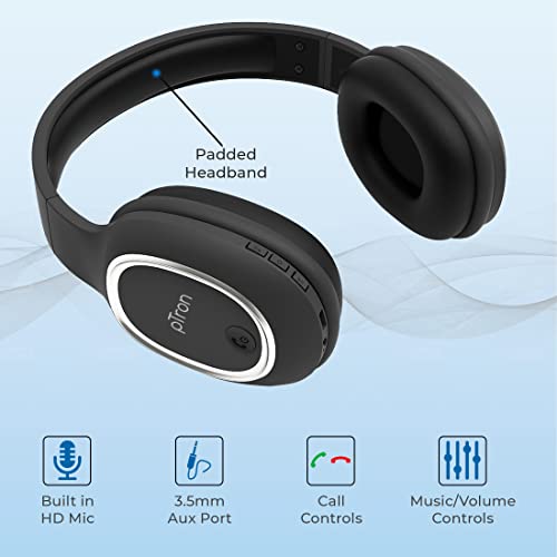 pTron Studio Over Ear Bluetooth 5.0 Wireless Headphones with Mic, Hi-Fi Sound with Deep Bass, 12Hrs Playback, Ergonomic & Lightweight Wireless Headset, Soft Cushions Earpads, Aux Port - (Black) image 4