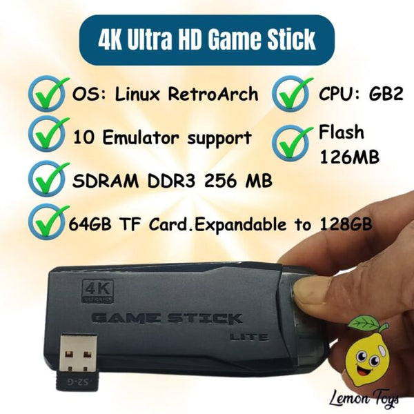 2.4G Wireless Controller Gamepad,4k Ultra HD Game Stick-Supports Wireless Dual Play,3000+ Classic Games,35 Hrs Continuous Gameplay,Video Games for Kids-USB Rechargeable image 3