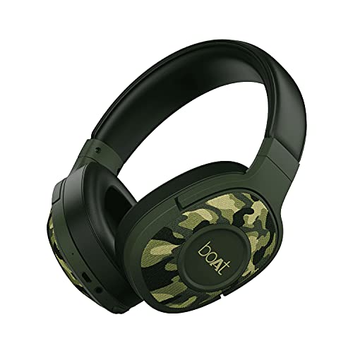boAt Rockerz 550 Over Ear Bluetooth Headphones with Upto 20 Hours Playback, 50MM Drivers, Soft Padded Ear Cushions and Physical Noise Isolation - Army Green image