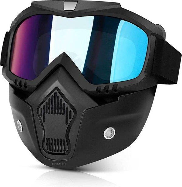 Bike Riding Goggle Mask Anti Scratch UV Protective Open Face & Eyewear Windproof Dirt Shield Adjustable Strap Soft Foam Padded Detachable for Cycling Bike Off Road Racing Riding Unisex - Rainbow image