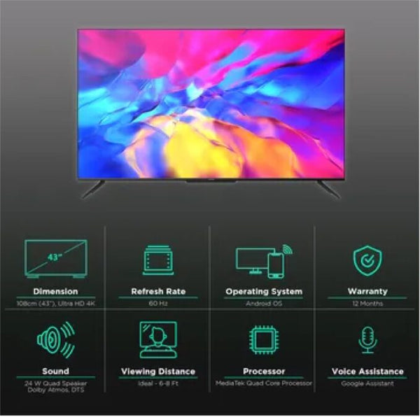 REALME 108 cm (43 inch) Ultra HD (4K) LED Smart Android TV image 15