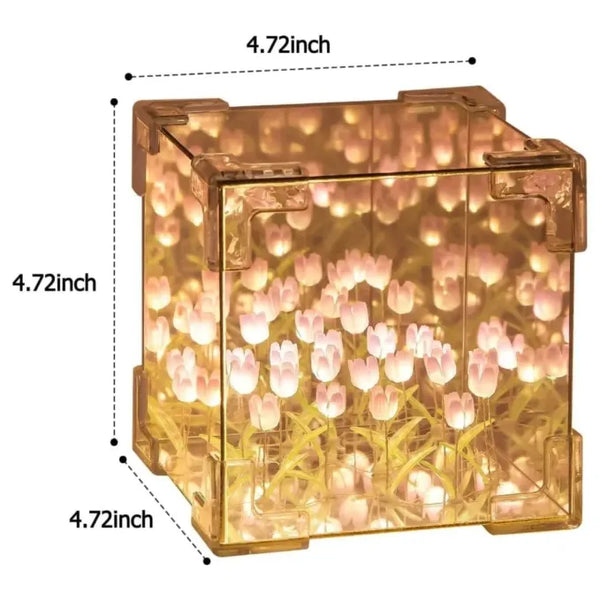 Tulip Night Light Lamp | Cute Flower Bedroom Sleeping Lamp DIY Cube Tulip Lamp | Mirror Tulip Night Light Desk Ornaments for Bedroom (1 Psc) image 3