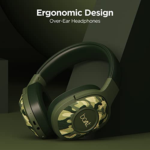 boAt Rockerz 550 Over Ear Bluetooth Headphones with Upto 20 Hours Playback, 50MM Drivers, Soft Padded Ear Cushions and Physical Noise Isolation(Army Green) image 4