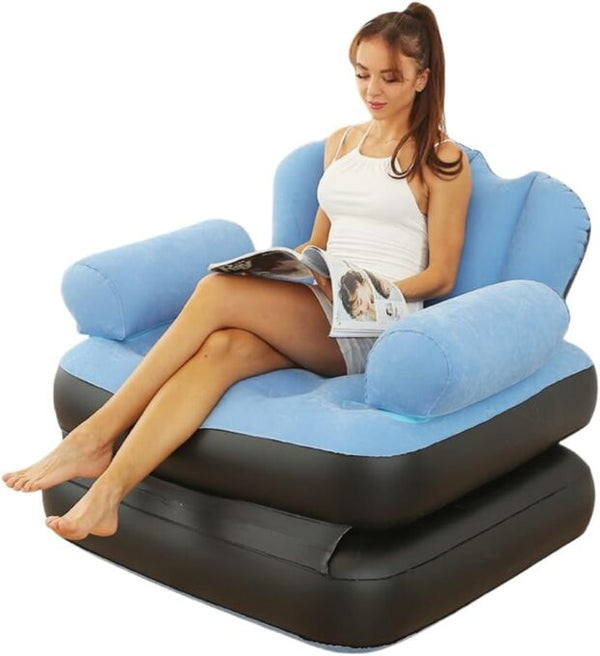 Inflatable Chair,Portable 5 In 1 Inflatable Double Layer Sofa, Unfolding Can Serve As a Bed, Carrying Capacity Of 200kg,Durable and Wear-resistant, Suitable for Indoor and Outdoor Cam image 1