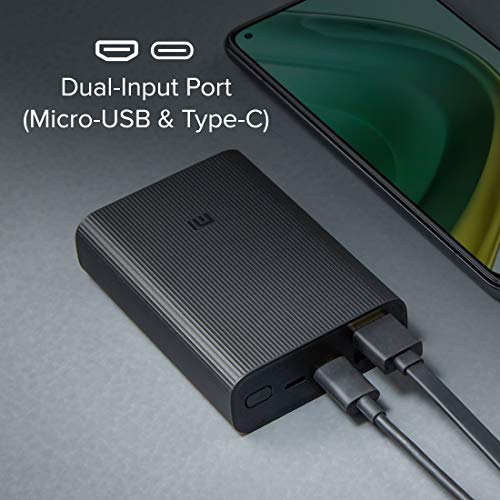 MI 10000mAh Lithium Ion, Lithium Polymer Power Bank Pocket Pro with 22.5 Watt Fast Charging, Dual Input Ports(Micro-USB and Type C), Triple Output Ports, (Black) image 3