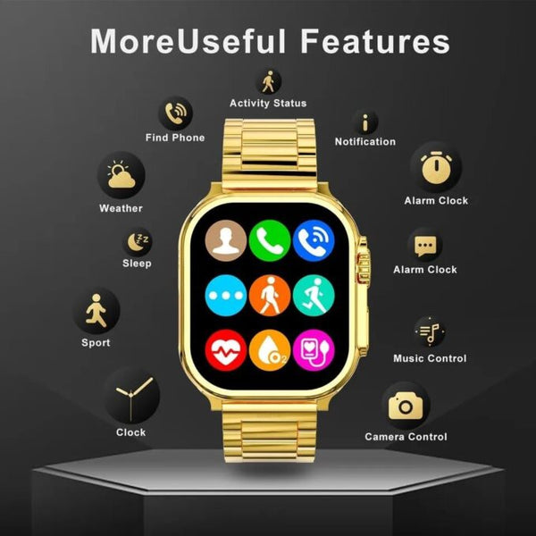 Ultimate Premium 24K Ultra Watch Gold Edition | Ultra HD Display | Bluetooth Calling | Wireless Charging | Unlimited Watch Faces | Multiple Sports Mode image 4