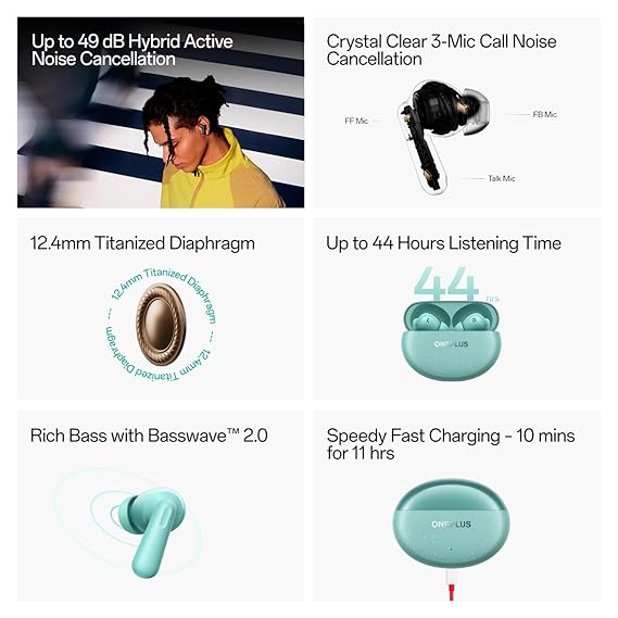 OnePlus Nord Buds 3 Pro Truly Wireless Bluetooth Earbuds with Upto 49dB Active Noise Cancellation,12.4mm Dynamic Drivers,10mins for 11Hrs Fast Charging image 6