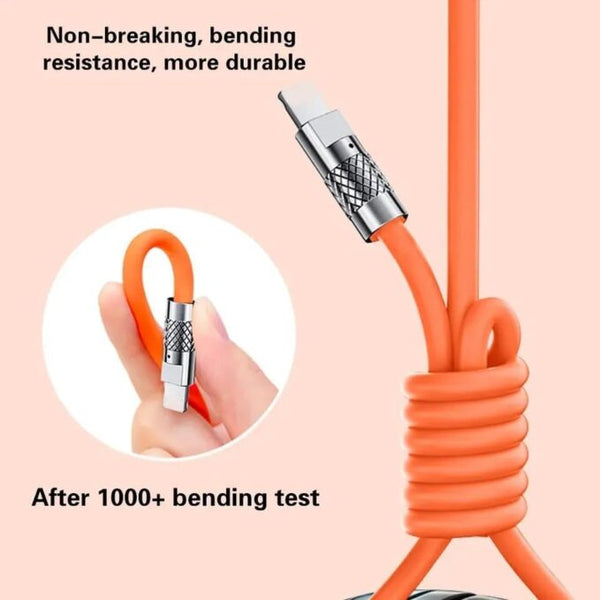 120W 3A Super Fast Charger - 3-in-1 Zinc Alloy Charger Cable with Type C, Liquid Silicone, and Micro USB - Ultimate Charging Solution image 6