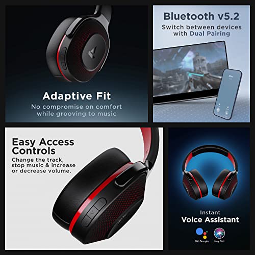 boAt Rockerz 425 Bluetooth Wireless Over Ear Headphones with boAt Signature Sound, Beast Mode(Upto 65ms Latency) for Gaming, ENx Tech, ASAP Charge, 25H Playtime, Bluetooth v5.2, with mic(Active Black) image 5