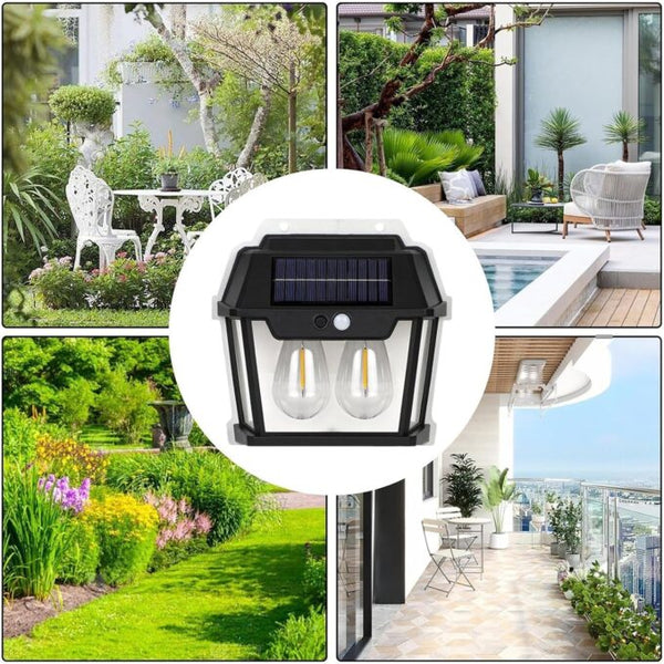 Outdoor Solar Interaction 2 LED Wall Lamp with Motion Sensor Wireless Auto Chargeable Dusk to Dawn Exterior Lamps for Front Porch and Garden (Warm Light,) image 5