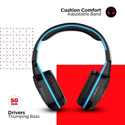 boAt Rockerz 510 Over Ear Bluetooth Headphones with Upto 20 Hours Playback, 50MM Drivers, Padded Ear Cushions and Dual Modes(Furious Blue) image 3
