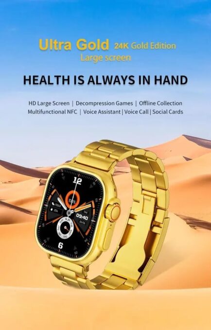 Ultimate Premium 24K Ultra Watch Gold Edition | Ultra HD Display | Bluetooth Calling | Wireless Charging | Unlimited Watch Faces | Multiple Sports Mode image 5