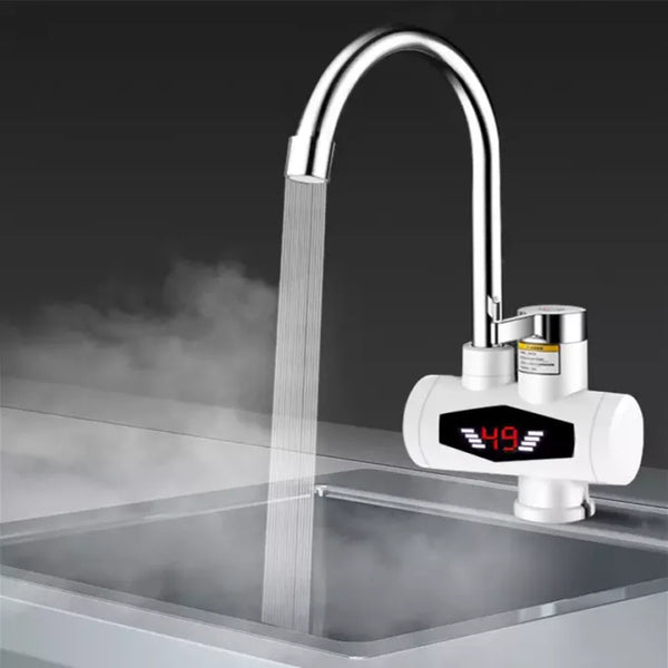 Instant Water Geyser (Instant-Electric-Water-Heater-Faucet-Hot-Tap-with-Shower-Home-Kitchen-Bathroom, White) image 1