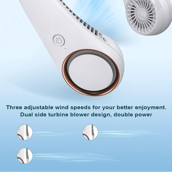 Hanging Neck Fan - 3 Adjustable Gears - Power Button & Fan Speed Selection | Type C USB Port Input | Dual Motor Hands-Free Cooling image 2
