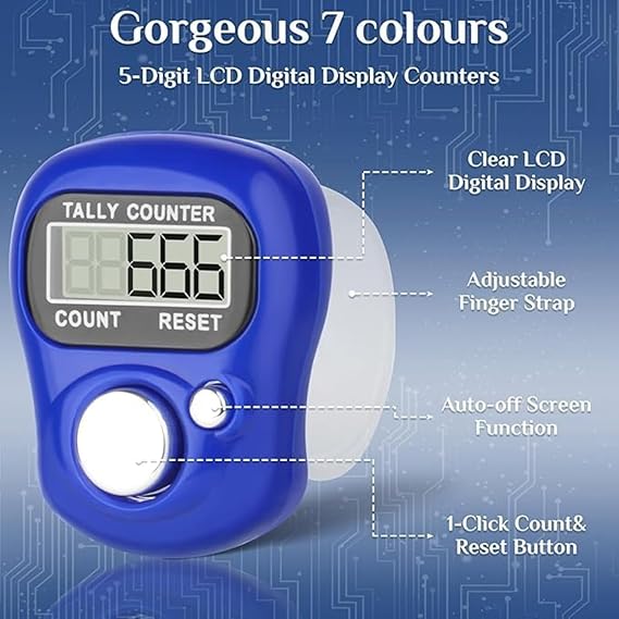 Naam Jap Counter | Mini Digital Tally Counter Finger Ring | Electronic Chanting Count Machine for Mantra Jap, Meditation, Prayer & Cricket Umpire | Digital Counting Device (Color May Vary) image 1
