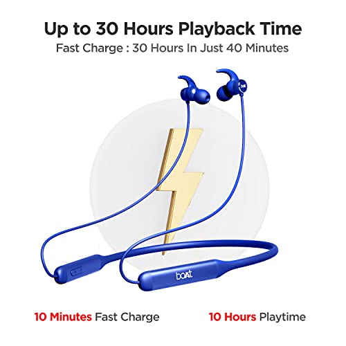 boAt Rockerz 330 Wireless Neckband with ASAP Charge, Up to 30H Playback, Enhanced Bass, Metal Control Board, IPX5, Type C Port, Bluetooth v5.0, Voice Assistant(Navy Blue) image 1