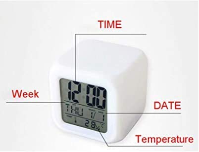 7 Colour Changing LED Digital Alarm Clock Table Watch with Date Time Temperature for Office Bedroom Multicolor image 4