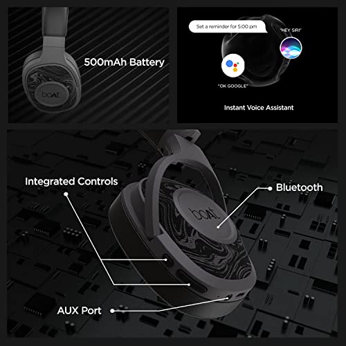 boAt Rockerz 550 Over Ear Bluetooth Headphones with Upto 20 Hours Playback, 50MM Drivers, Soft Padded Ear Cushions and Physical Noise Isolation image 5