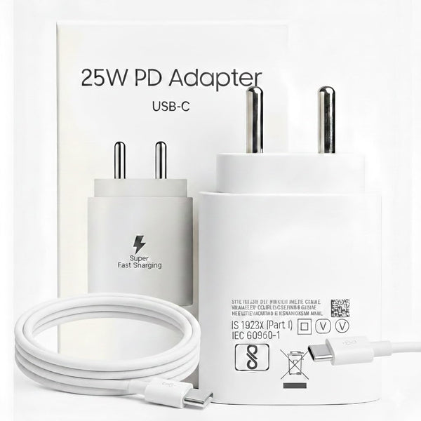 Samsung 25W With (Type C-C Cable) Super Fast Charger Adapter | PD Fast Charging Wall Charger Compatible with Samsung Galaxy S25, S24, S23, S22, A Series, M Series & More