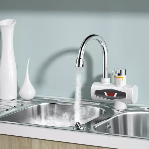 Instant Water Geyser (Instant-Electric-Water-Heater-Faucet-Hot-Tap-with-Shower-Home-Kitchen-Bathroom, White) image 2