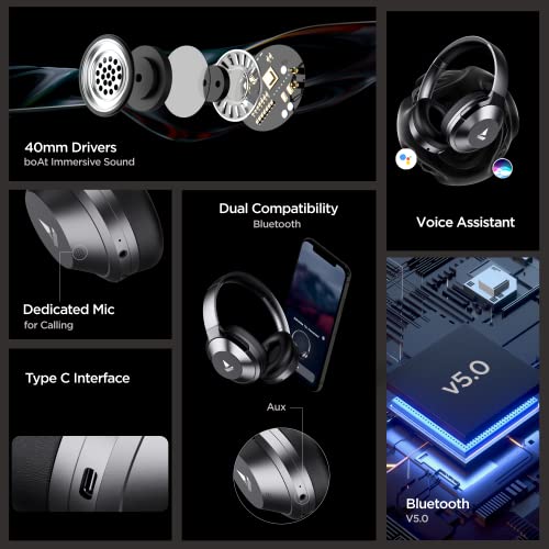 boAt NIRVANAA 751ANC Hybrid Active Noise Cancelling Bluetooth Wireless Over Ear Headphones With Mic, with Up to 65H Playtime,ASAP Charge, Ambient Sound Mode, Immersive Sound,Carry Pouch(Gunmetal Grey) image 5